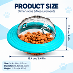 Pet treat dispensing toy size diagram showing a 16.4 cm diameter and 11.2 cm height
