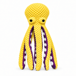 Petlivate plush octopus dog toy in yellow on a white background